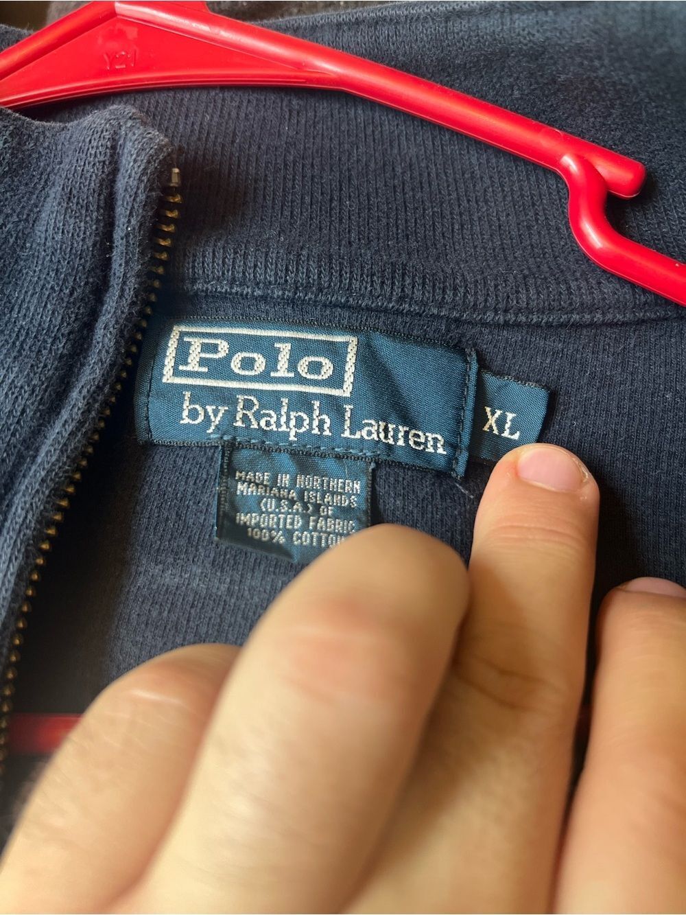 Polo by Ralph Lauren Navy Quarter-Zip Sweater with Red Pony - Picture 3 of 3